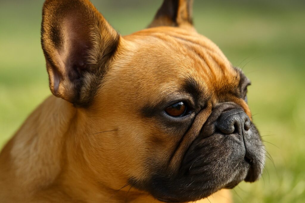 自然光の中で撮影されたフレンチブルドッグの毛並みアップ